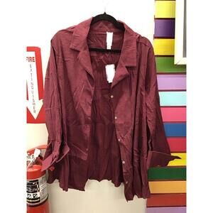 Marla Wynne button down tunic shirt size 1X new HSN maroon